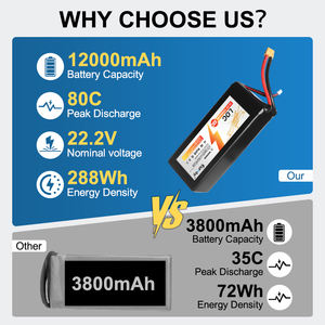 도매 22.2V 12000mah 6S 산업 등급 리튬 이온 드론 배터리 팩 OEM 파트너십 환영 - Product Image 5