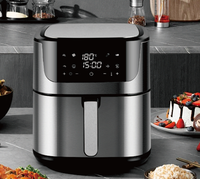 Friteuse à air numérique à double cuve avec grand écran couleur et fenêtre de visualisation, capacités 2.5L, 5.0L, 6.0L, 8L, 9L, 10L, 11L, 12L