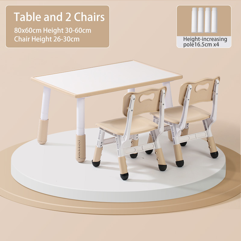Whiteboard wood color one table and 2 chairs