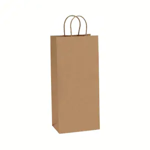 プレミアム品質のギフト包装紙バッグハンドル付きトレンディなワインクラフトバッグ