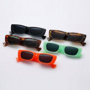 Lunettes de soleil rectangulaires orange tendance vintage 2021 pour hommes et femmes, UV400, monture carrée, petite taille - Product Image 3