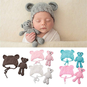 Muñecas de punto personalizadas, juguete de felpa, gorrito de bebé recién <span class=keywords><strong>nacido</strong></span>, <span class=keywords><strong>gorro</strong></span> de oso de ganchillo - Product Image 6
