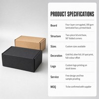 Boîte d'expédition en carton ondulé noir personnalisée, quatre couches de carton, emballage pour montres, cosmétiques, bijoux, logo en feuille d'or, OEM, vente en gros