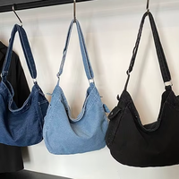 Tas Selempang Denim Hobo Wanita, Tas Bahu, Tali Dapat Disesuaikan, Tas Santai Sehari-hari, Retro Vintage, Custom OEM ODM Grosir