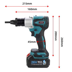 Taladro percutor inalámbrico de 26V sin escobillas con batería, minitaladro de impacto, portabrocas sin llave de 10mm, herramienta eléctrica DIY de velocidad variable - Product Image 3