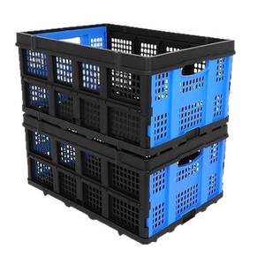 Foldable Plastic <b>Storage</b> <b>Crate</b> Blue Black Mesh Design For Home Use - Product Image 5