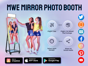 كابينة تصوير مرآة سحرية MWE مقاس 45 بوصة، شاشة FHD، شحن مجاني من مستودعات الولايات المتحدة، مع شاشة لمس LCD رقمية مقاس 32 بوصة وطابعة للمناسبات وحفلات الزفاف - Product Image 2