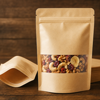 Sacs en papier kraft avec fenêtre, pochettes verticales refermables de qualité alimentaire pour café, snacks, thé – Impression personnalisée acceptée – En stock