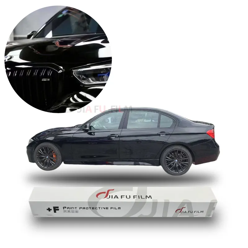 Stiker pelindung mobil, lapisan keramik Nano kilau tinggi Super hitam TPU penyembuhan sendiri PPF vinil hitam cat mobil
