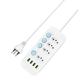 Multiprise électrique brésilienne avec 4 <span class=keywords><strong>prises</strong></span> et 4 ports USB, protection contre les surcharges - Product Image 1