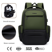 Mochila Multifuncional de Nailon Impermeable con Múltiples Compartimentos y Puerto USB para Computadora Portátil, Unisex, para Uso Diario en Oficina y Actividades al Aire Libre