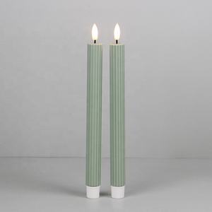 <span class=keywords><strong>Chandelier</strong></span> conique sans flamme décoratif ivoire côtelé 3D véritable flamme en plastique LED alimenté par batterie pour les vacances - Product Image 1