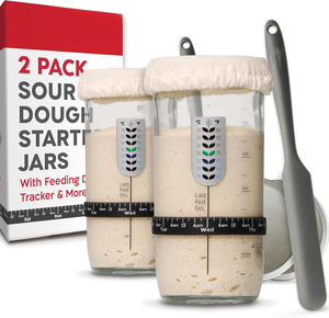 Tarro de vidrio para fermentación de masa madre de 42 oz, superventas, con espátula desechable, apto para lavavajillas y horno, herramientas de repostería y cocina. - Product Image 1