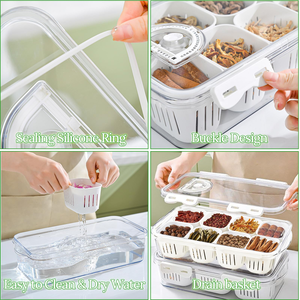 Divided Clear Eco-Friendly Kitchen Snack Box Serving Tray with Lid Eight Dividers Plastic Storage <b>Bins</b> for Household Storage - Product Image 6