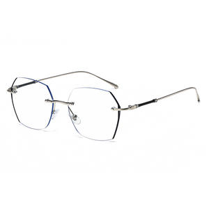 Lunettes photochromiques sans monture J408 anti-lumière bleue pour femmes, en alliage de cuivre, verres PC à changement de couleur, pour myopes - Product Image 5