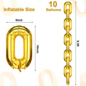 Hot Sale DIY Party Decoration Single Glossy Gold Silver Chain Link Number 0 Foil <b>Balloons</b> for Birthday Wedding Party - Product Image 4
