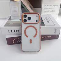 Étui magnétique de luxe transparent bicolore en métal couleur bonbon pour appareil photo, compatible avec iPhone 17 Air, 16, 15, 14 Plus, 18, 13, 12, 11 Pro Max