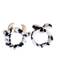 Serre-tête en tissu 3D style coréen, super doux, mignon, avec nœud blanc et noir, accessoires de coiffure en peluche pour femmes