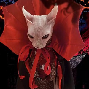 Cape de vampire pour chats, costume de cosplay en polyester rouge, vêtements pour animaux de compagnie - Product Image 2