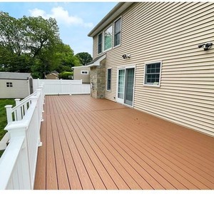 Wood Plastic Composite <b>Decking</b> Board 120x25mm Interlocking Wood Grain Waterproof Outdoor Patio Flooring - Product Image 1
