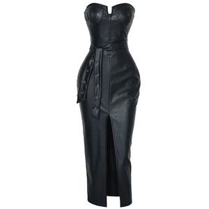 chinese dress ladies It's Your Night Cut-Out Leather Midi Dress – VICI main image 1