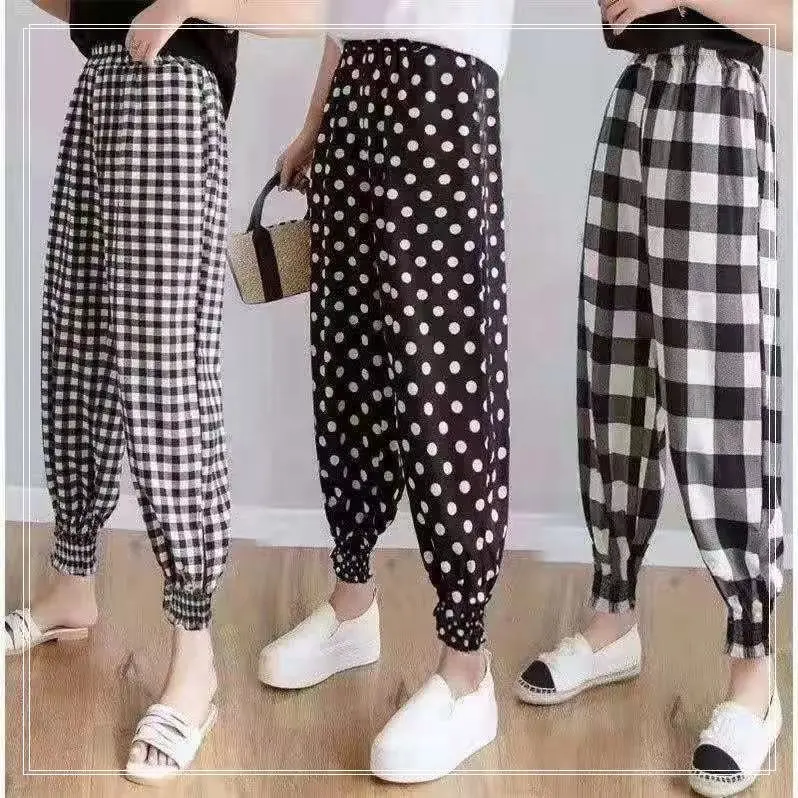 Delle Donne di estate a vita Alta Harem Pantaloni Drappo di Bloomers Dei Pantaloni Sezione Sottile Streetwear Pantaloni Fascio di Seta del Ghiaccio Sciolto