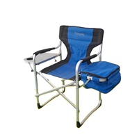 Chaise de camping moderne en acier inoxydable, portable, légère, pliable, avec table latérale et poches repliables