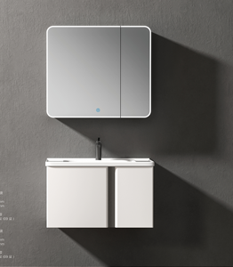 Muebles de baño modernos de Diseño Europeo personalizados, tocador de aluminio blanco, espejo LED, solución de almacenamiento de madera delgada, lavandería - Product Image 1