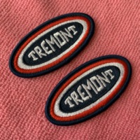 Nouveau produit : Accessoires vestimentaires, badge brodé adhésif, patch brodé en tissu personnalisé pour vêtements et chapeaux avec bordure Merrow