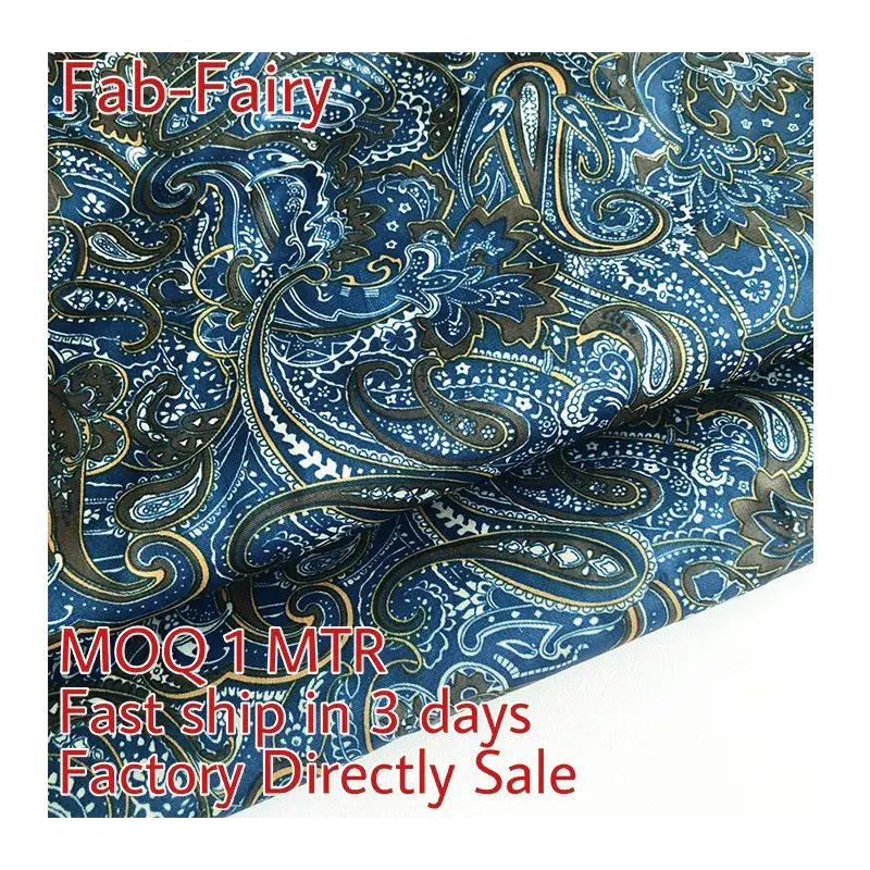 Thiệu Hưng nhà máy Giá Rẻ Bán màu xanh Paisley in phù hợp với lót polyester Áo khoác interlining túi lót vải