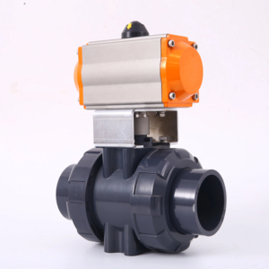 Vannes à boisseau sphérique pneumatiques en PVC DN40 à port en T, résistantes à la corrosion, pour eau, gaz et produits chimiques, modèle SQ611S, OEM, garantie 1 an, marque YNTO - Product Image 3