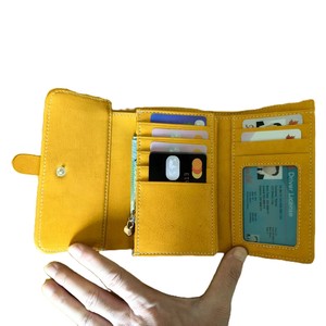 Luxury Yellow Small Women's Genuine Leather <strong>Trifold</strong> <strong>Wallet</strong> RFID Money Coin Purses for Women <strong>Wallets</strong> Woman Foldover Clutches Bag - Product Image 6