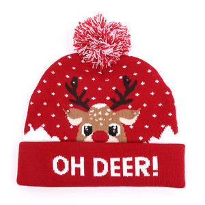 2024 nouveaux produits transfrontaliers automne et hiver à la mode noël Led lumière tricoté chapeau - Product Image 3