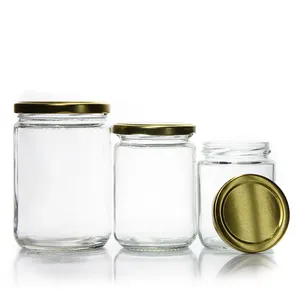 Glass Jar Supplier Wholesale Wide Mouth Mason Jars 8 Oz 16 Oz Round Glass Jar With Metal Lid