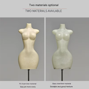 Mannequin BBL pour femme, forme de robe, en PU, grande <span class=keywords><strong>taille</strong></span>, demi-corps, mannequin courbé, torse féminin, support à roulettes dorées - Product Image 6