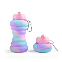 Botella de Agua Flexible de Dibujos Animados de Moda, Taza de Agua de Silicona Portátil Creativa para Niños, Botella Deportiva para Viajes y Excursiones