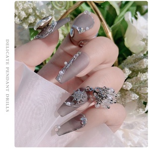 Paso Sico Vente en gros de bijoux pour l'art des ongles, pendentif en cristal <span class=keywords><strong>flocon</strong></span> de neige, zircon, or, argent, glands pour ongles, breloques pour décorations d'ongles - Product Image 2
