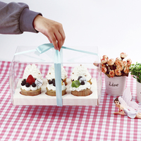 Cupcake Muffin Case 6 8 12 Trou Transparent Clair Gâteau Dessert Boîte Clair Pet Cupcake Boîte Plié Gâteau Emballage Boîte