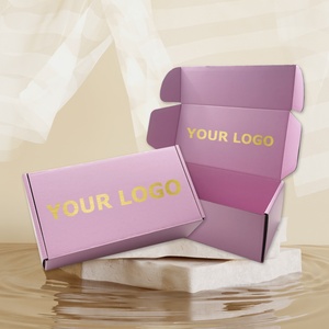 Caja de Envío Personalizada de Lujo con Logotipo en Lámina Plateada y Dorada Brillante de 2 mm, Embalaje Corrugado para Extensiones de Cabello, Caja de Envío Rosa - Product Image 2