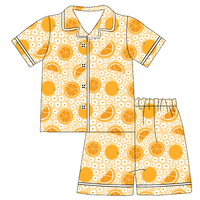 Boutique Kids Girl Short Sleeve Two Piece Pajamas Spring Summer Custom Printing Sleep Wear Set