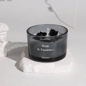Bougies en cire de soja parfumées de luxe en pot de verre macaron avec pierres de cristal, personnalisables pour la décoration intérieure, cadeau de Noël de luxe, emballage en cire d'abeille - Product Image 5