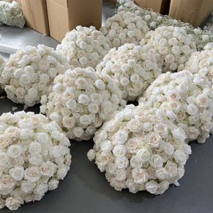 Gran oferta de bolas de flores blancas, centro de mesa, bolas de tela de flores grandes artificiales, bolas de rosas de lujo, flores para decoración de boda - Product Image 1