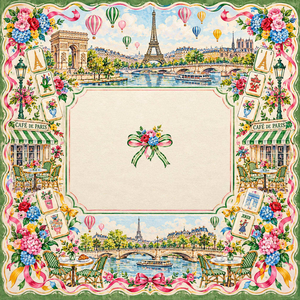 Tapete <span class=keywords><strong>de</strong></span> Mesa <span class=keywords><strong>de</strong></span> Mahjong Estilo Café París, Diseño Floral Francés con la Torre Eiffel, Río y Lugares Emblemáticos - Product Image 1