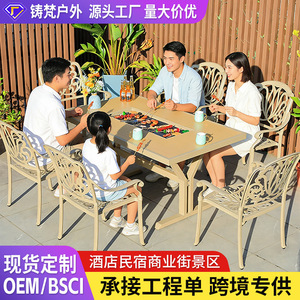 Table de barbecue extérieure en aluminium moulé avec grill, design moderne pour jardin, cour, patio, ensemble de meubles résistant aux intempéries - Product Image 2