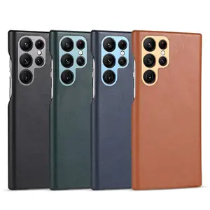 Skin Feeling Leather Case For Samsung S23 Lambskin Grain Metal Camera Protector Case For Samsung Galaxy S22 S23 Ultra Plus