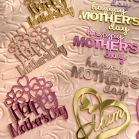 New Cake Decora ting Supplies Glänzendes Herz Acryl spiegel Cake Topper für Mama am Muttertag