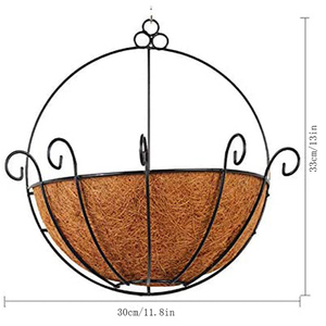 Panier suspendu en métal pour plantes avec doublure en fibre <span class=keywords><strong>de</strong></span> coco, porte-plantes mural demi-rond en fil <span class=keywords><strong>de</strong></span> fer, porte-pots <span class=keywords><strong>de</strong></span> fleurs - Product Image 2