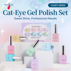 Missgel 2026 Hema&TPO Free Cat Eye Series Smalto Gel UV Magnetico Glitterato <span class=keywords><strong>Kit</strong></span> Fai da Te 8 Colori Set Gel Cat Eye Senza Hema - Product Image 1