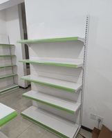 Étagère de supermarché autoportante HSD HSD-SS robuste, métallique, revêtue d'époxy en poudre, simple face, 40x90cm