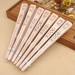 Éventail pliant en bambou gravé personnalisé, couleur naturelle, pour mariage, anniversaire, fête de bébé, décoration, cadeaux personnalisés, peint, réutilisable - Product Image 2